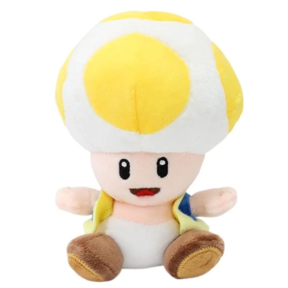 Yellow Toad Plush Stuffed Doll 7 inches Cute Gift Room Decor Mario Character NWT